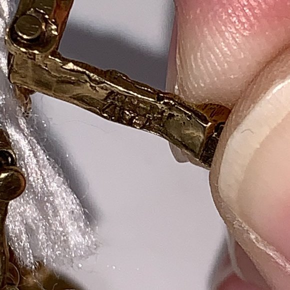 8" 10 Kt Gold Nugget Bracelet w/chain catch - Picture 8 of 10